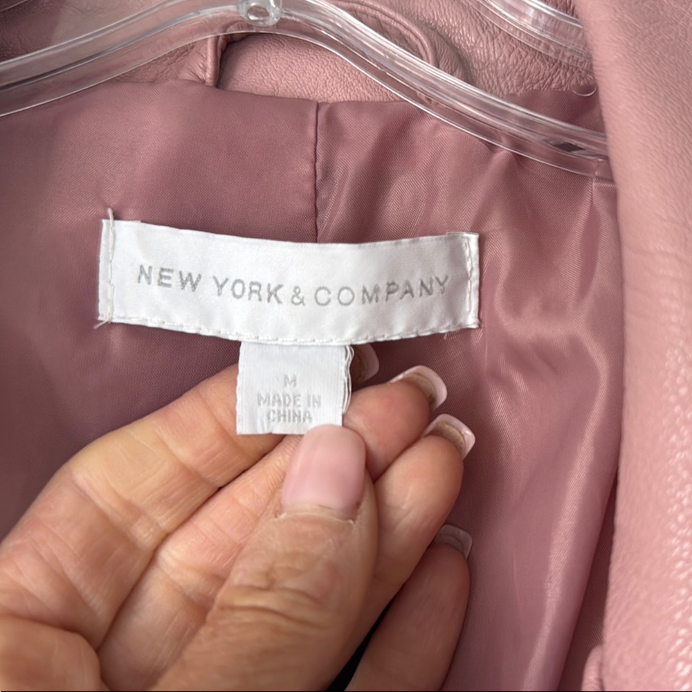 Women's Pink Faux Leather Moto Jacket by New York and Company - Picture 4 of 6